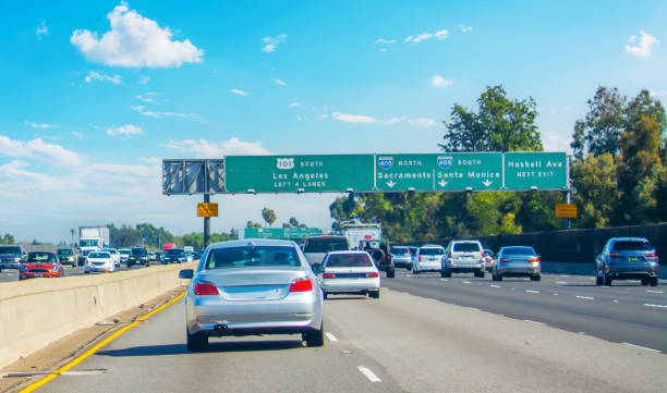 Traffic on 101 freeway in Los Angeles. California, USA